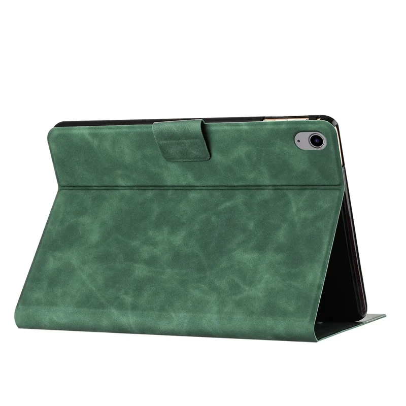 For iPad (2025) / 10.9 (2022) Case Couple Cat Imprinted Microfiber Leather Smart Tablet Cover - Green