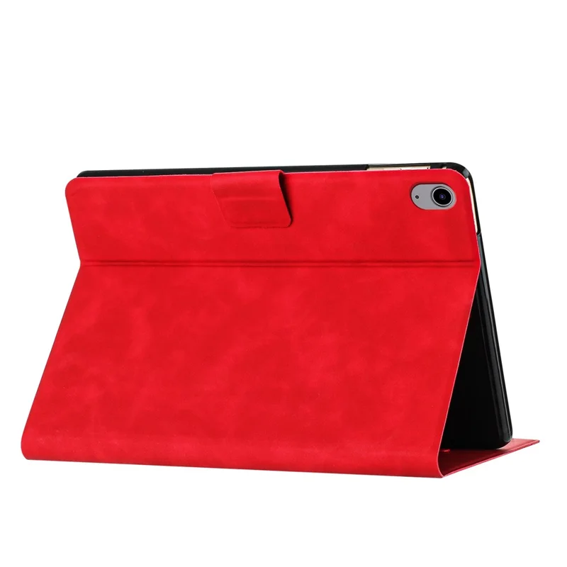 For iPad (2025) / 10.9 (2022) Case Couple Cat Imprinted Microfiber Leather Smart Tablet Cover - Red
