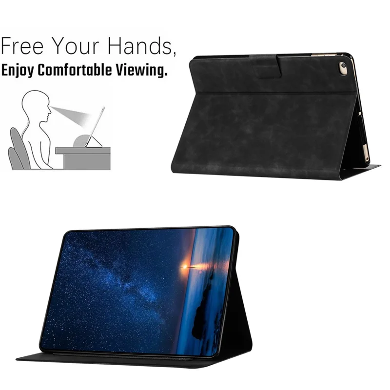 For iPad mini (2019) 7.9 inch / mini 4 / mini 3 / Mini 2 / Mini Case Couple Cat Imprinted Microfiber Leather Smart Tablet Cover - Black