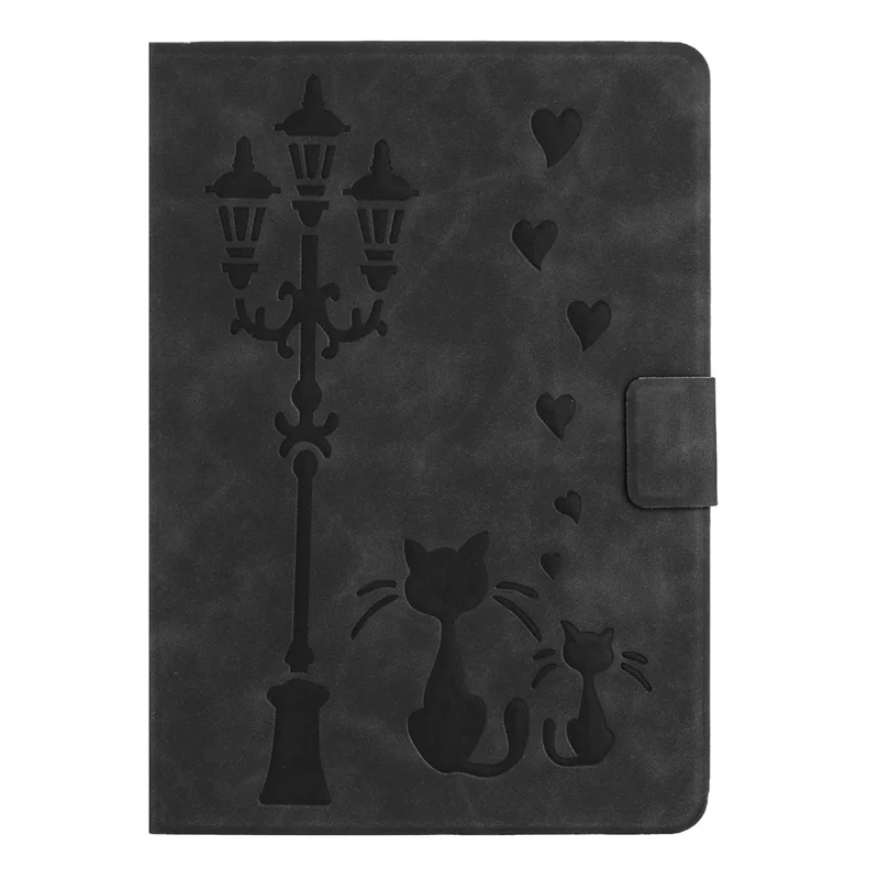 For iPad mini (2019) 7.9 inch / mini 4 / mini 3 / Mini 2 / Mini Case Couple Cat Imprinted Microfiber Leather Smart Tablet Cover - Black