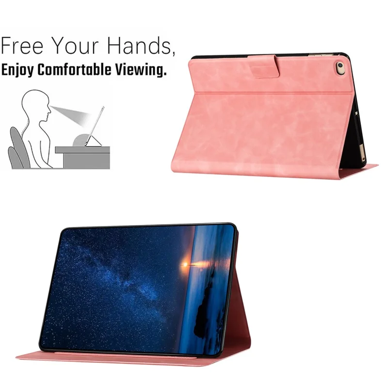 For iPad mini (2019) 7.9 inch / mini 4 / mini 3 / Mini 2 / Mini Case Couple Cat Imprinted Microfiber Leather Smart Tablet Cover - Pink