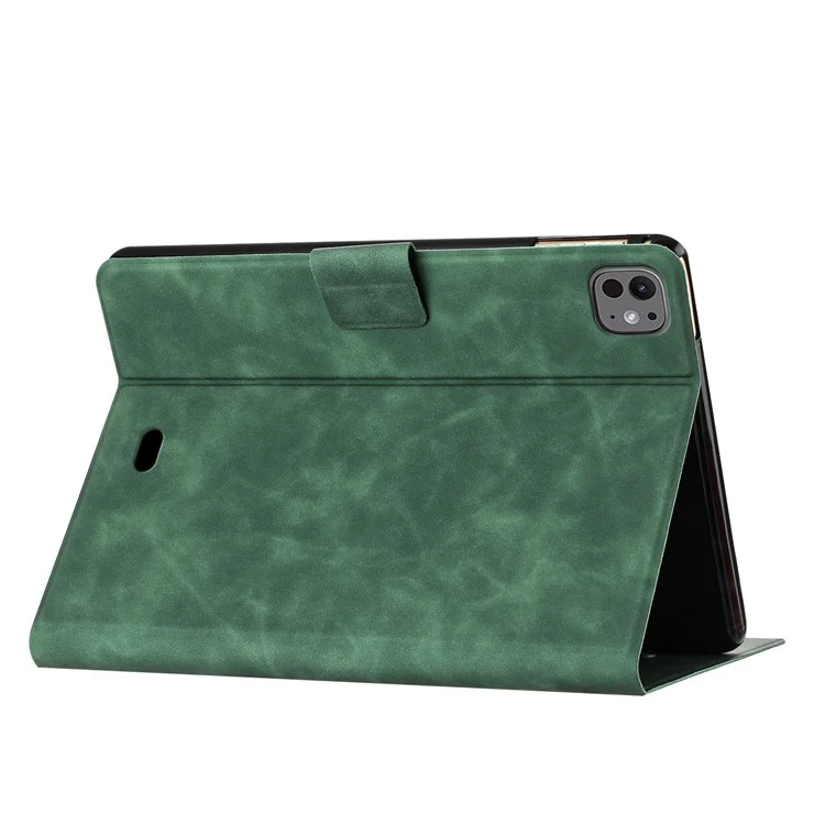 Pour Ipad Pro 11 (2024) Case Cat Cat Cat Imprimé de la Tablette Intelligente en Cuir Microfibre - Vert