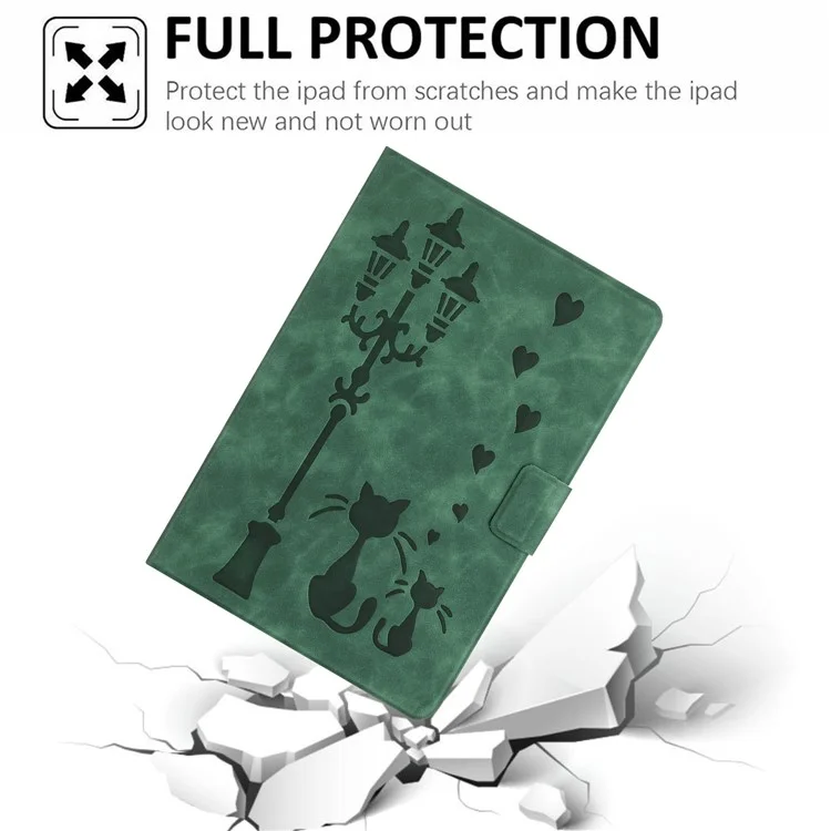 Pour Ipad Pro 11 (2024) Case Cat Cat Cat Imprimé de la Tablette Intelligente en Cuir Microfibre - Vert