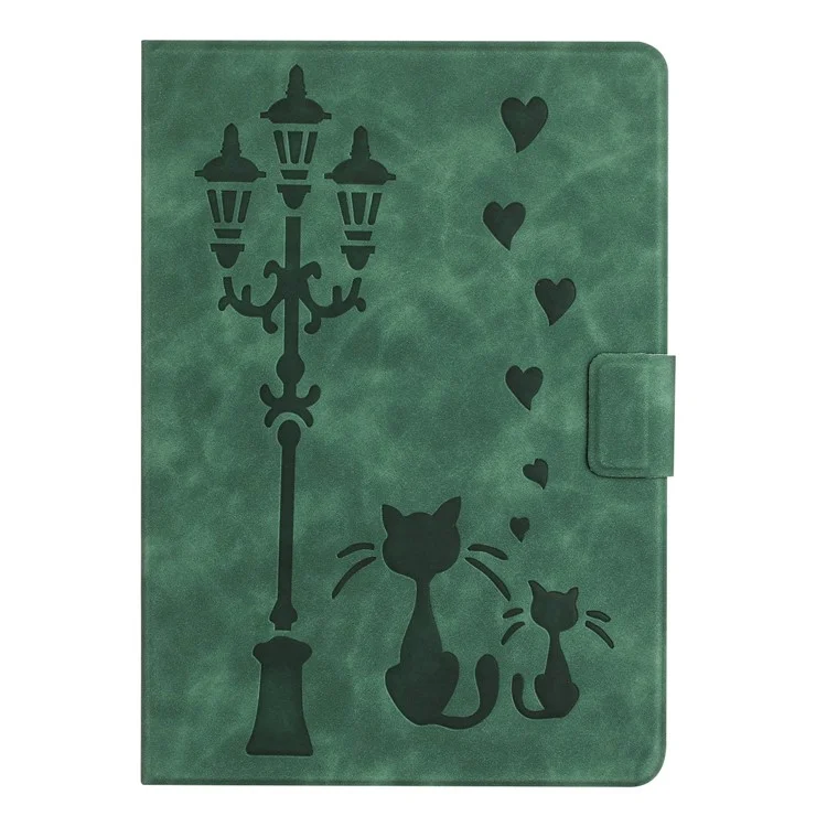 Pour Ipad Pro 11 (2024) Case Cat Cat Cat Imprimé de la Tablette Intelligente en Cuir Microfibre - Vert