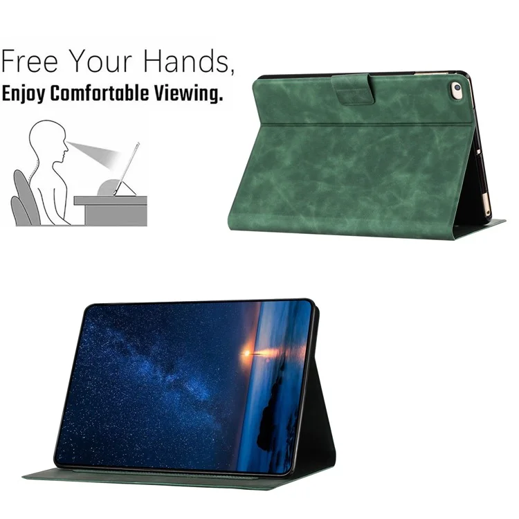 Für Ipad 9,7-zoll (2018) /(2017) / Ipad Air 2 / Air (2013) Hülle Paar Katze Geprägte Mikrofaser -leder Intelligente Tablet -tablet -abdeckung - Grün