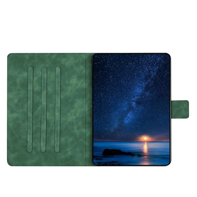 Pour Samsung Galaxy Tab A9 Case Cat Cat Imprimé de la Tablette Intelligente en Cuir Microfibre Imprimé - Vert