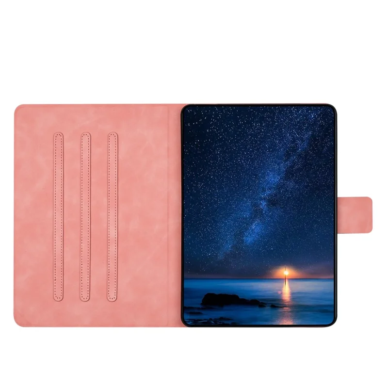 For Samsung Galaxy Tab A11 / A9 Case Couple Cat Imprinted Microfiber Leather Smart Tablet Cover - Pink