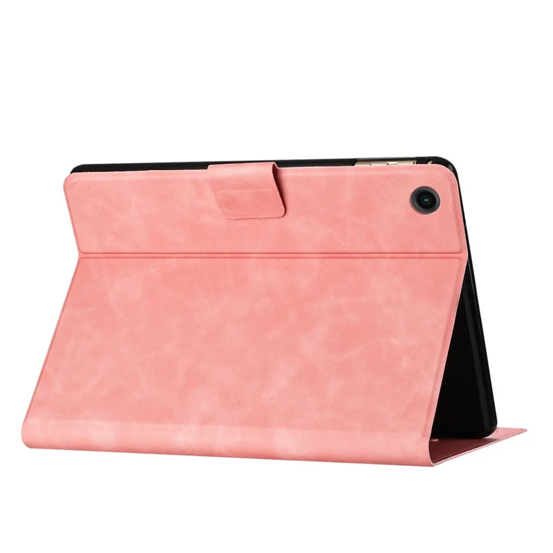 For Samsung Galaxy Tab A11 / A9 Case Couple Cat Imprinted Microfiber Leather Smart Tablet Cover - Pink