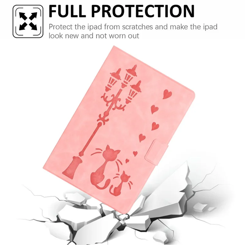 For Samsung Galaxy Tab A11 / A9 Case Couple Cat Imprinted Microfiber Leather Smart Tablet Cover - Pink