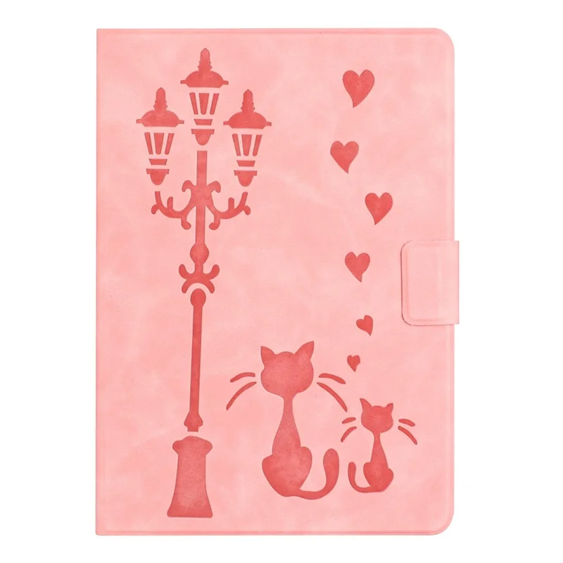 For Samsung Galaxy Tab A11 / A9 Case Couple Cat Imprinted Microfiber Leather Smart Tablet Cover - Pink