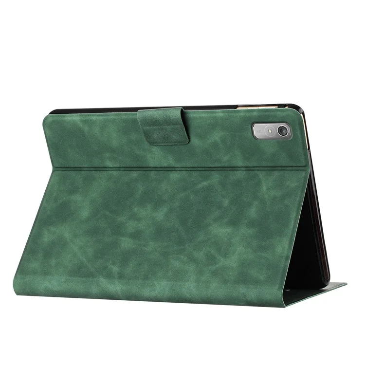 Per Lenovo Tab P11 Gen 2 TB-350 Case Coppia Cat Copertina in Pelle in Pelle in Microfibra Impressa - Verde