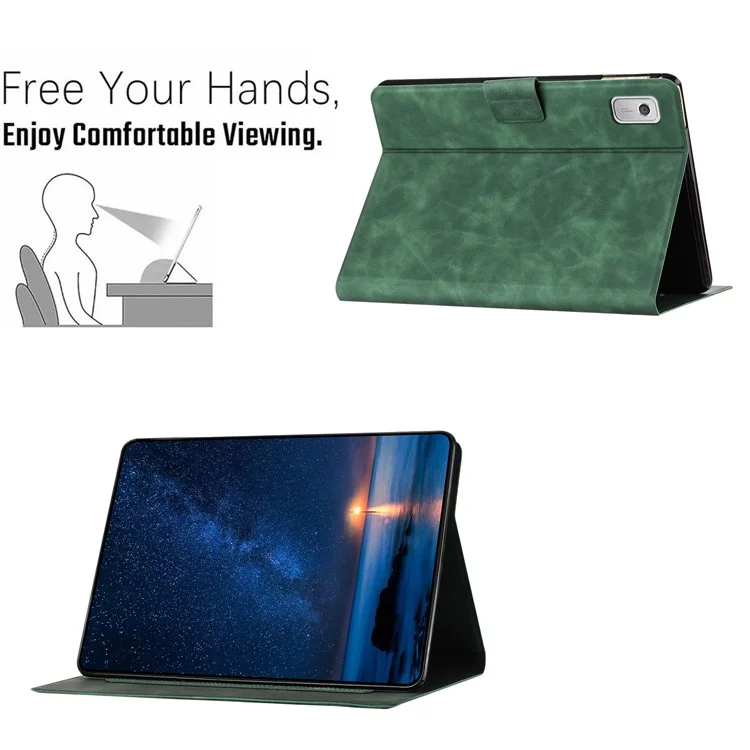 Чехол для Lenovo Tab M9 TB-310FU с парой кошек, с имитацией микрофибры, умный чехол для планшета - зеленый