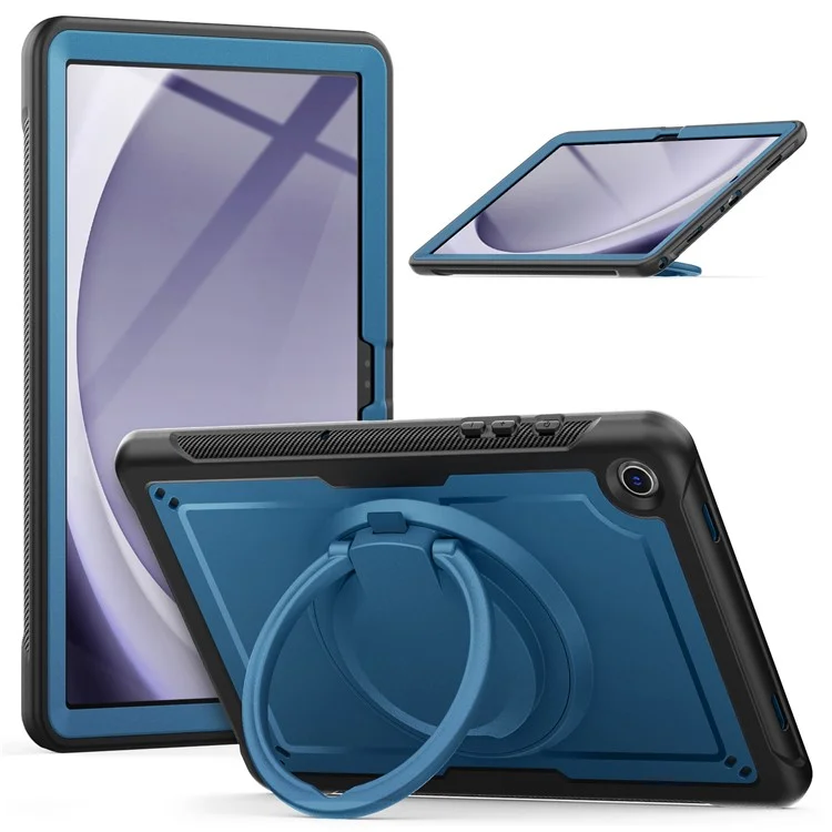 Für Samsung Galaxy Tab A9+ SM-X210 / X216 / X218 Case PC+TPU -tablet -abdeckung Mit Kickstand, Bleistifthalter - Marineblau