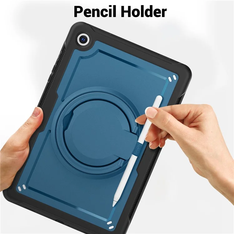 Für Samsung Galaxy Tab A9+ SM-X210 / X216 / X218 Case PC+TPU -tablet -abdeckung Mit Kickstand, Bleistifthalter - Marineblau
