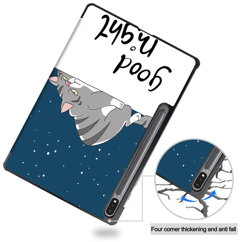 For Samsung Galaxy Tab S10+ Case Pattern Print Leather Stand Tablet Cover - Cat