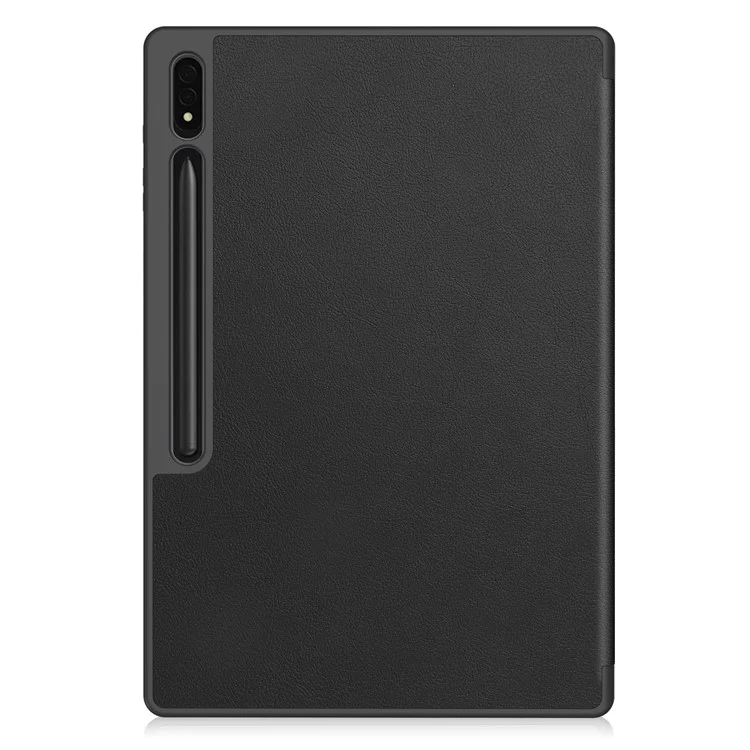 For Samsung Galaxy Tab S10 Ultra Stand Case Shock-Absorbent Leather Tablet Cover with Pen Slot - Black
