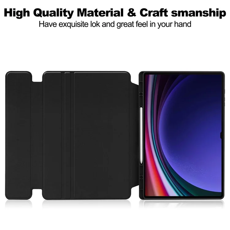 Für Samsung Galaxy Tab S10 Ultra Case 360° Drehbarer Ständer PU-Leder+Acryl Tablet Hülle (ohne Tastatur) - Schwarz