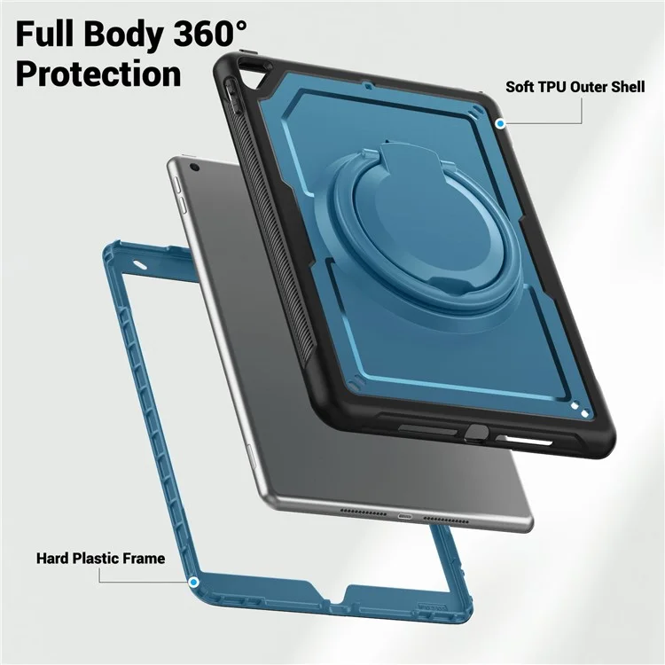 für ipad 10.2 (2021) / (2019) / (2020) / ipad pro 10,5 zoll (2017) / ipad air 10,5 -zoll -tablet -hülle pc+tpu -kickstand -cover - marineblau