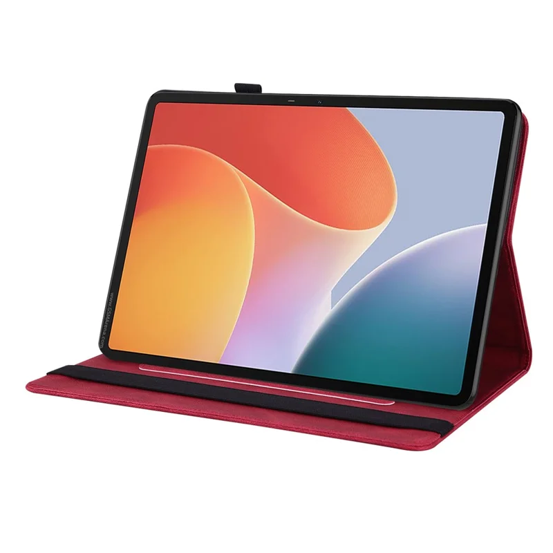 For Infinix Xpad Case Butterfly Flower Imprint PU Leather Tablet Cover with Card Slots - Red