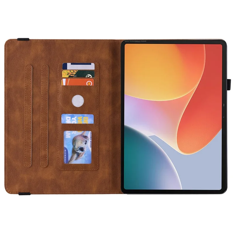 For Infinix Xpad Case Butterfly Flower Imprint PU Leather Tablet Cover with Card Slots - Brown