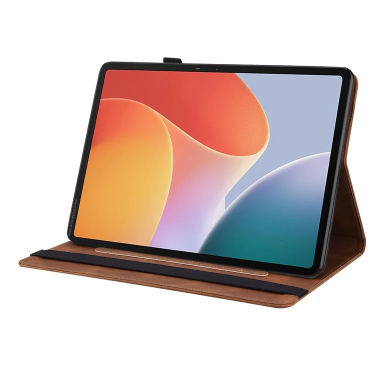 For Infinix Xpad Case Butterfly Flower Imprint PU Leather Tablet Cover with Card Slots - Brown