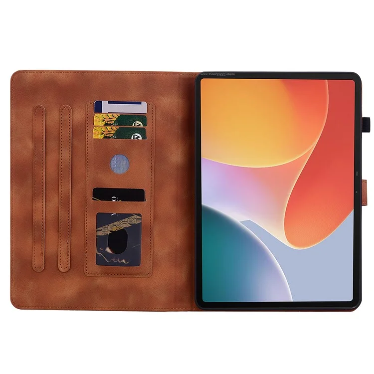Para Infinix Xpad Case Lily Flower Imprime Card Slots de Couro Tampa de Couro - Marrom