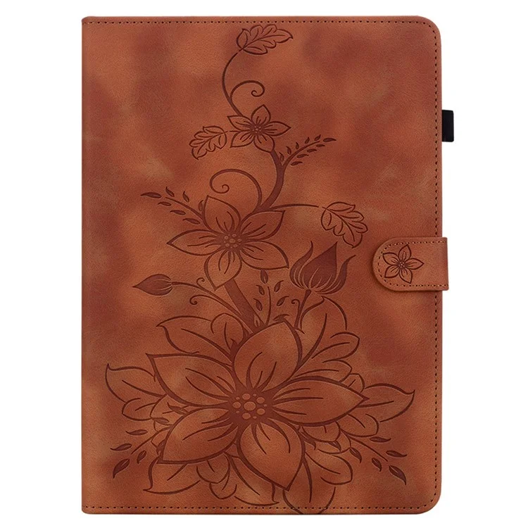 Para Infinix Xpad Case Lily Flower Imprime Card Slots de Couro Tampa de Couro - Marrom