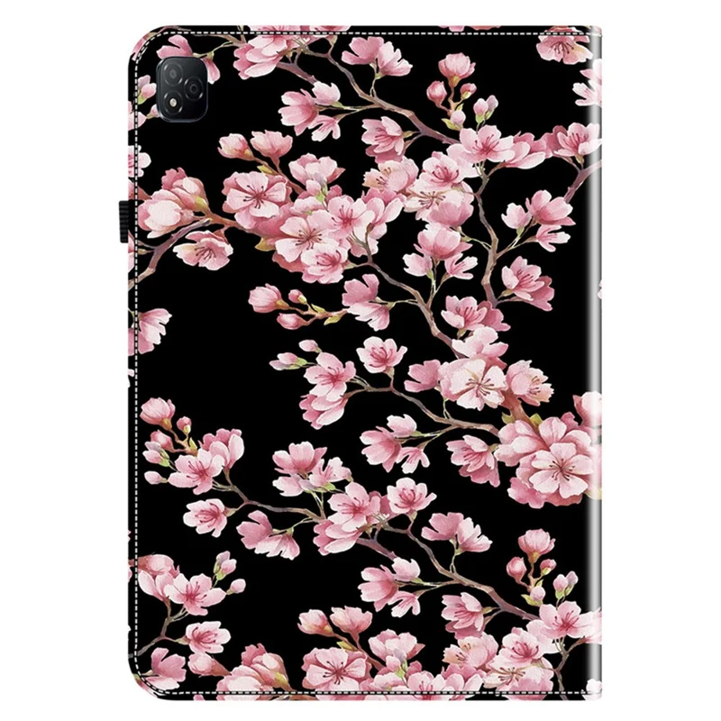 Für Infinix Xpad Lederhülle mit Muster, bedruckter Ständer, Tablettenhülle mit Kartenfächern - Pflaumenblüte