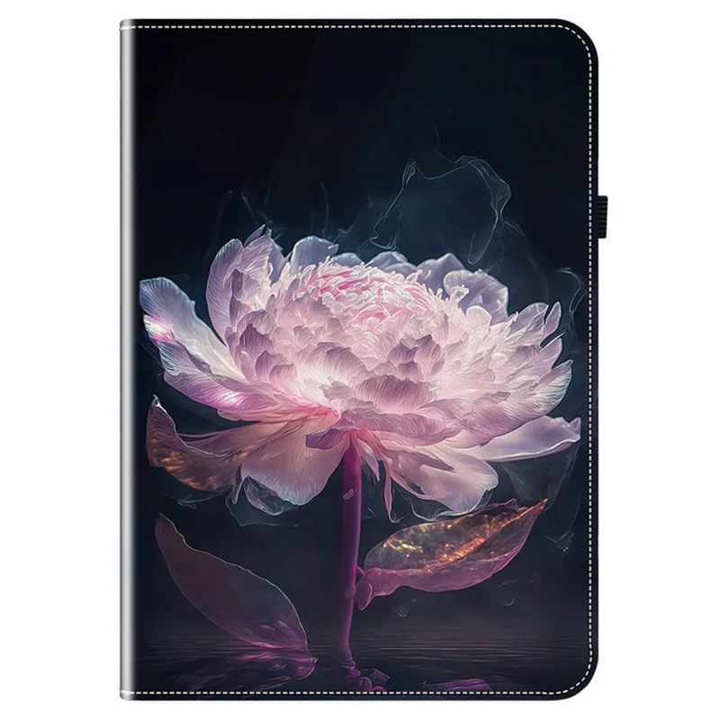 For Infinix Xpad Leather Case Pattern Printed Stand Tablet Cover with Card Slots - Purple Peony