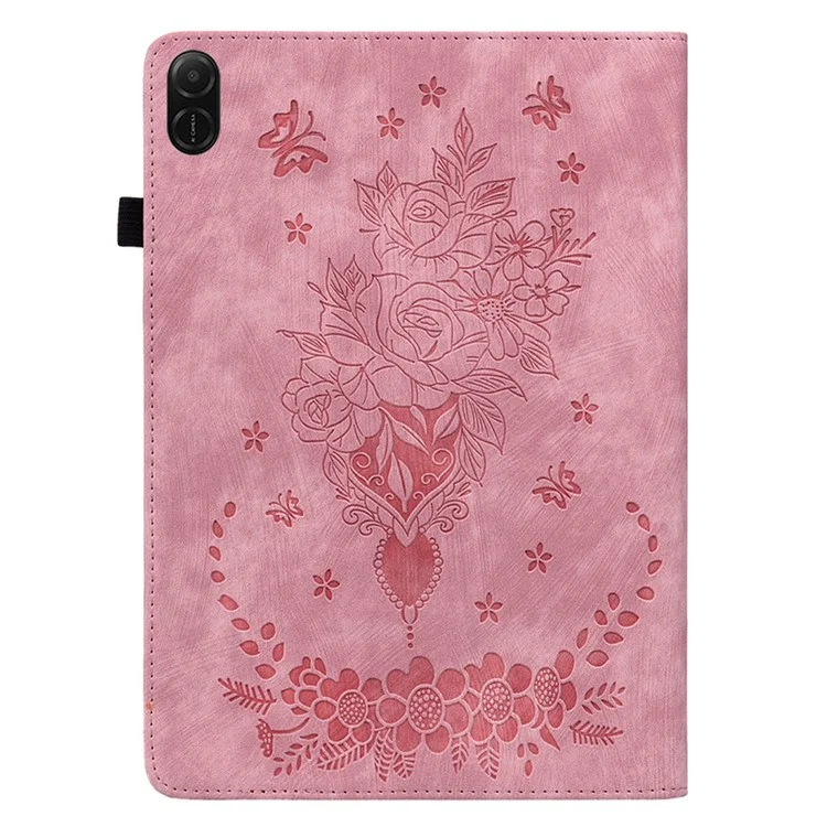 Para Honor Pad X8a Case Card Card Cubierta de Cuero Anti-Scratch Rose Flower Impresión - Rosa