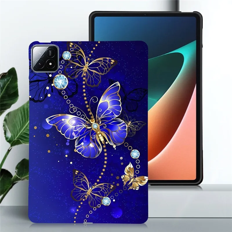 For Xiaomi Pad 6S Pro 12.4 TPU Case Pattern Printing Slim Tablet Protective Cover - Blue Butterfly