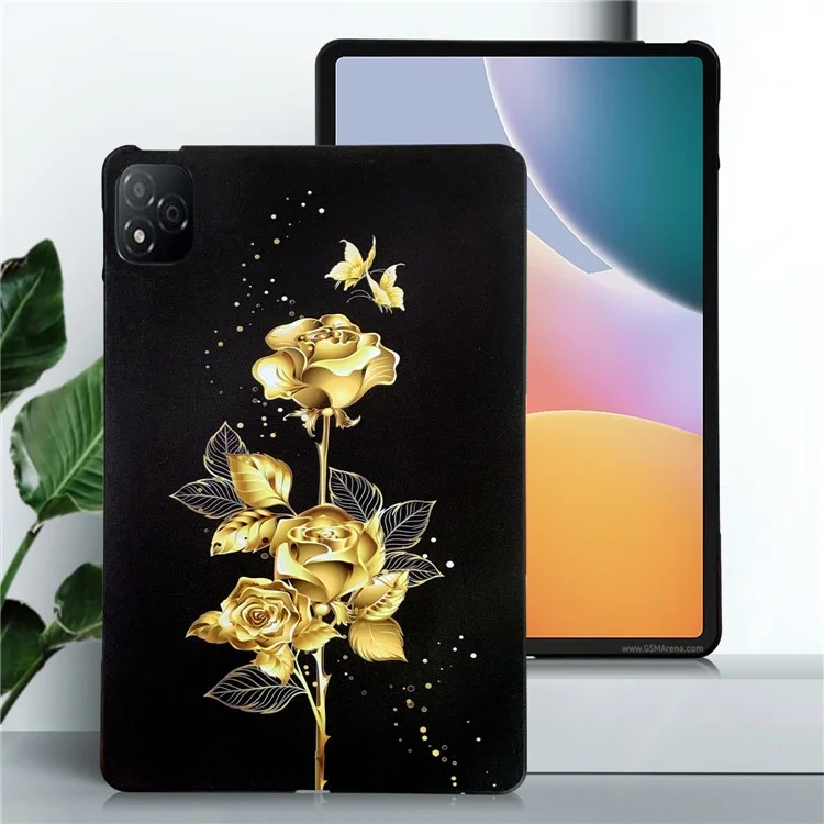 Pour Infinix Xpad Étui TPU Impression de motifs Housse de protection fine pour tablette - Rose papillon doré