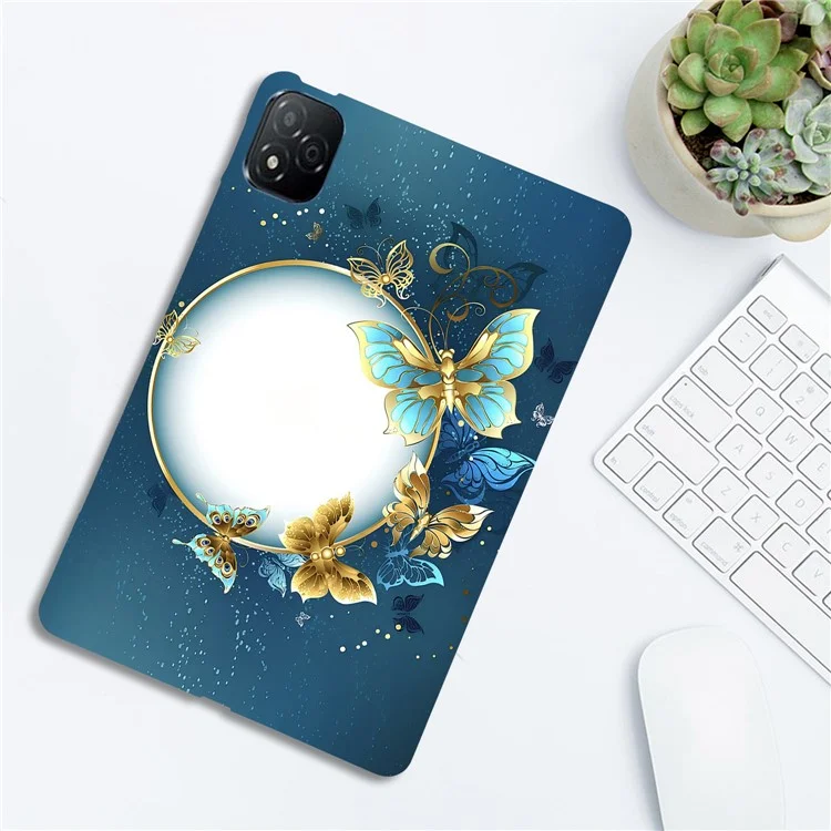 For Infinix Xpad TPU Case Pattern Printing Slim Tablet Protective Cover - Butterfly Wreath