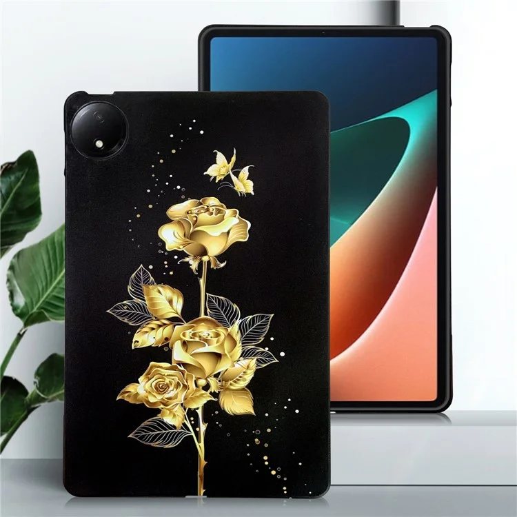 Für Xiaomi Redmi Pad SE 4G 8,7 Zoll TPU-Gehäuse mit Musterbedruckung, schlanker Tablet-Schutzcover - Golden Butterfly Rose