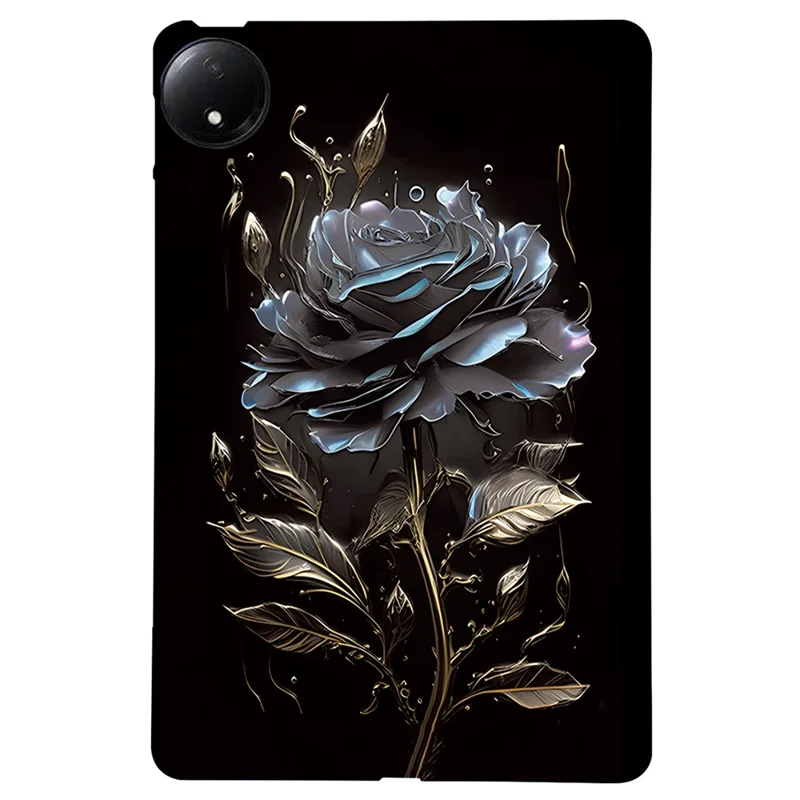 For Xiaomi Redmi Pad SE 4G 8.7 inch TPU Case Pattern Printing Slim Tablet Protective Cover - Black Rose