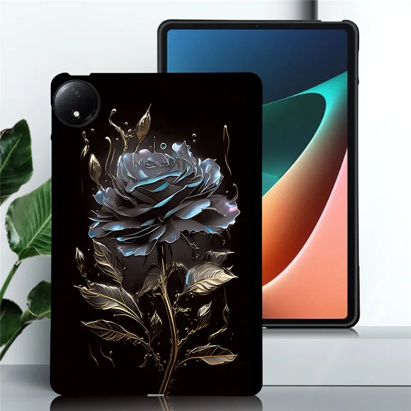 For Xiaomi Redmi Pad SE 4G 8.7 inch TPU Case Pattern Printing Slim Tablet Protective Cover - Black Rose