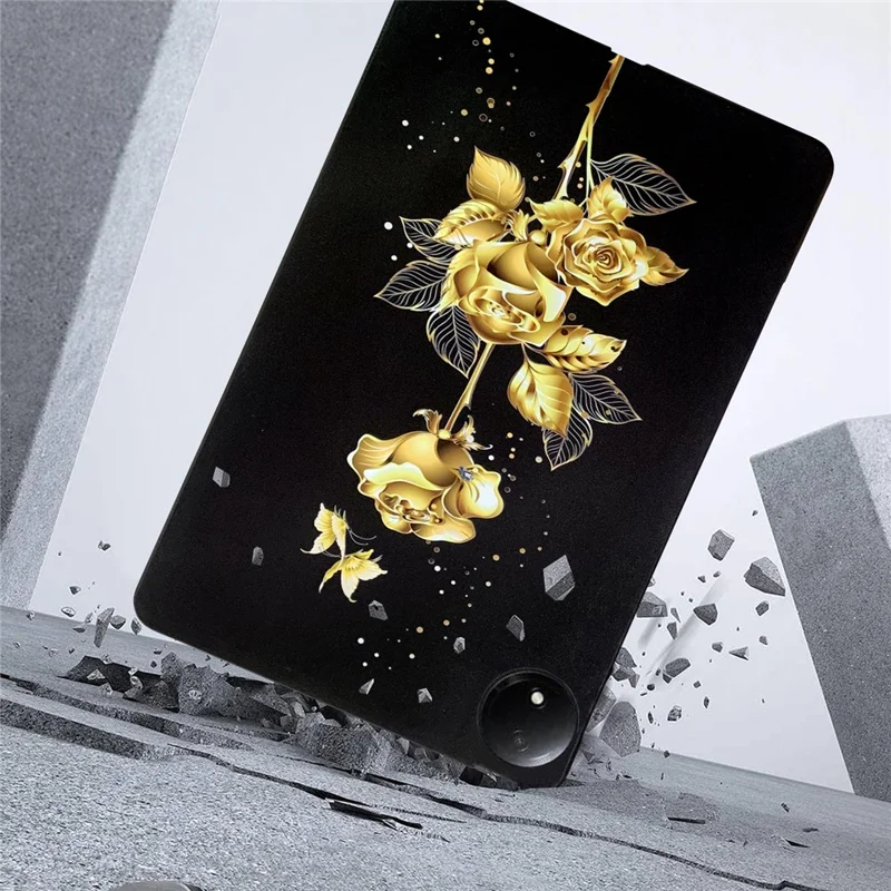 For Xiaomi Redmi Pad SE 4G 8.7 inch TPU Case Pattern Printing Slim Tablet Protective Cover - Black Rose