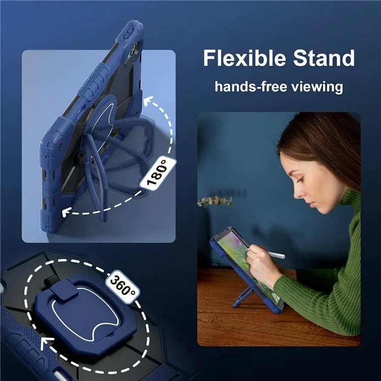 Para Huawei Matepad Air 12 (2024) Case Silicone+PC Kickstand Cubierta de Tableta - Azul Marino / Negro
