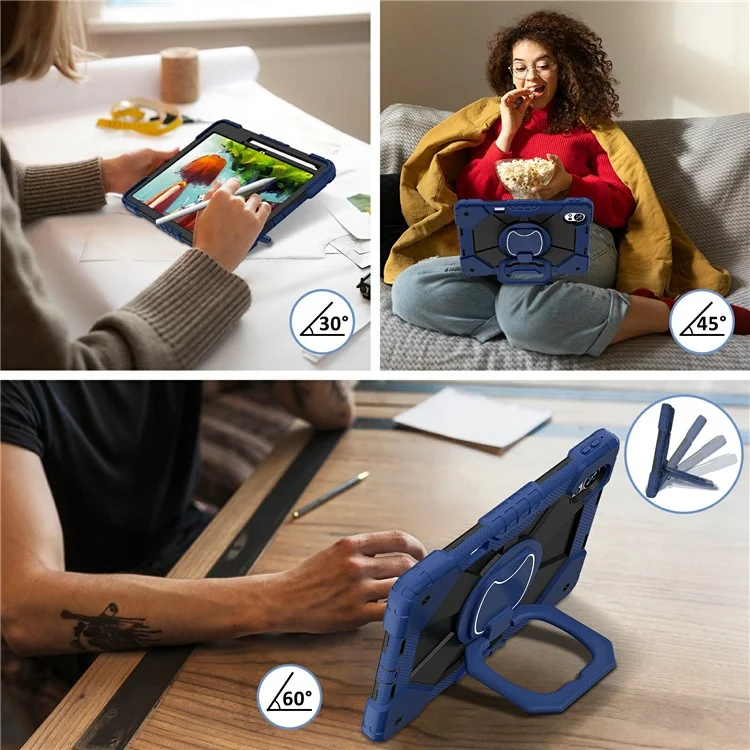 Para Huawei Matepad Air 12 (2024) Case Silicone+PC Kickstand Cubierta de Tableta - Azul Marino / Negro