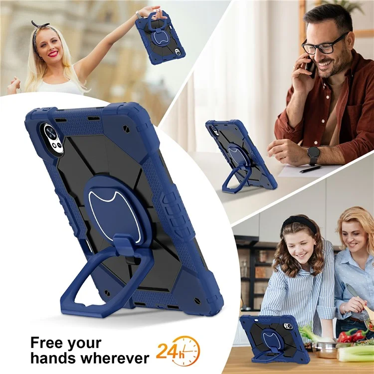 Para Huawei Matepad Air 12 (2024) Case Silicone+PC Kickstand Cubierta de Tableta - Azul Marino / Negro