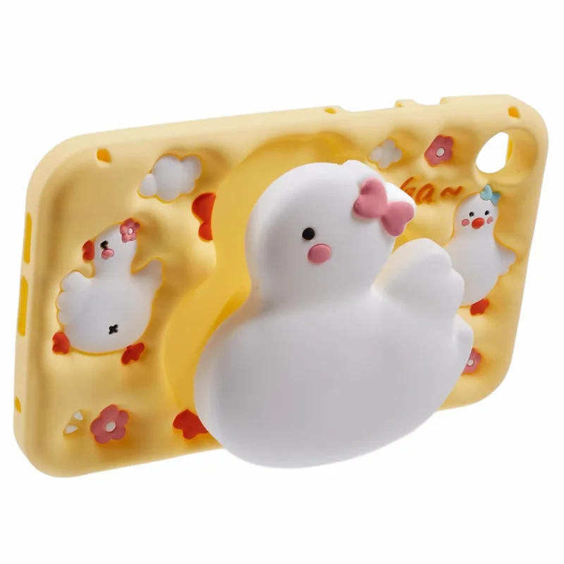 For Samsung Galaxy Tab A11 / A9 Silicone Tablet Case 3D Duck Pattern Design Protective Cover with Shoulder Strap