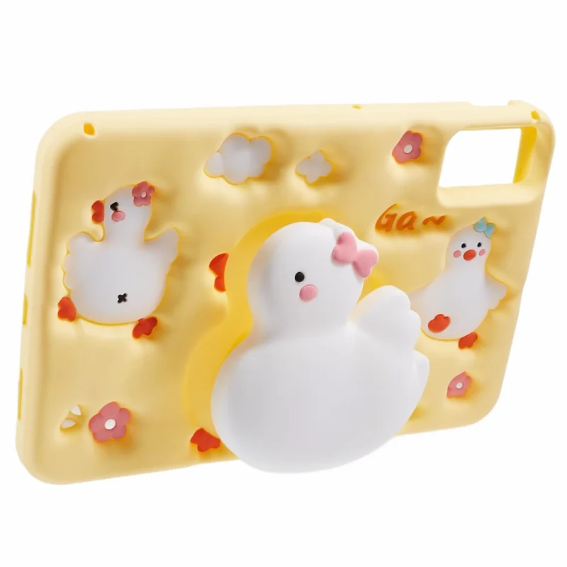 For Xiaomi Redmi Pad SE Silicone Tablet Case 3D Duck Pattern Design Protective Cover with Shoulder Strap