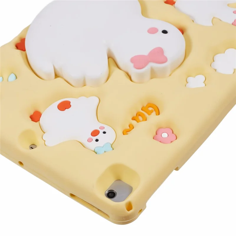 For iPad 9.7-inch (2017) / (2018) / iPad Air (2013) / Air 2 Silicone Tablet Case 3D Duck Pattern Design Protective Cover with Shoulder Strap