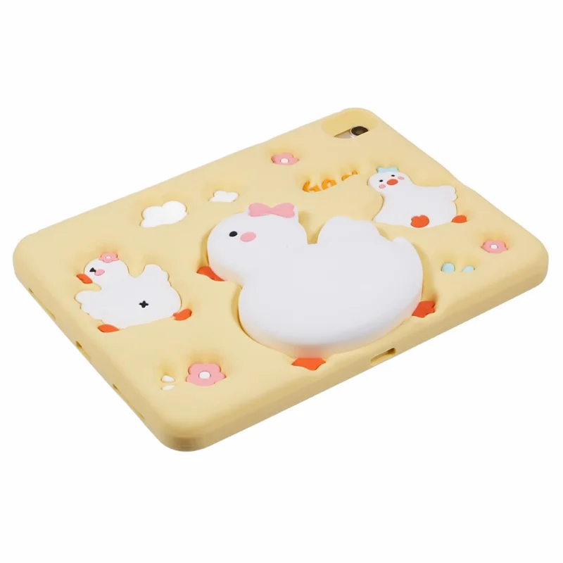 For iPad (2025) / 10.9 (2022) Silicone Tablet Case 3D Duck Pattern Design Protective Cover with Shoulder Strap