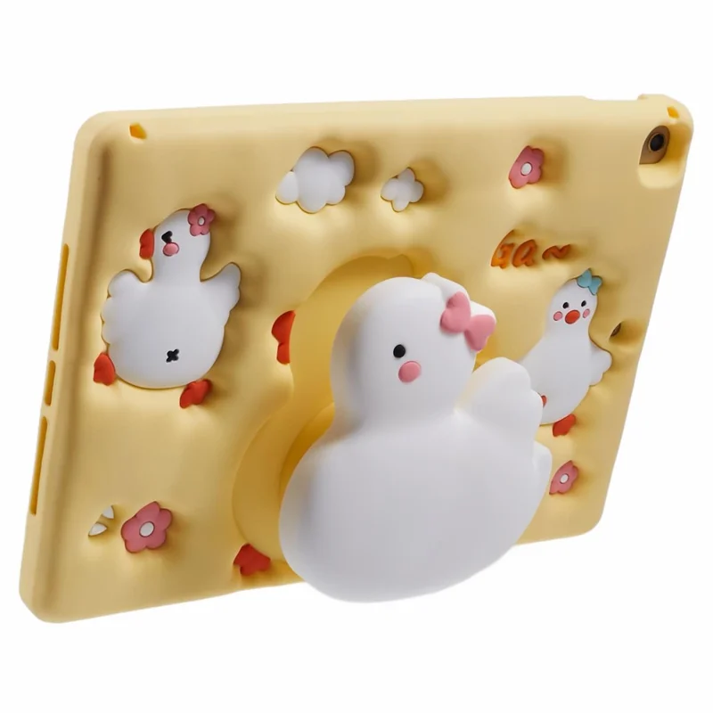 For iPad 10.2 (2021) / (2020) / (2019) / Air 10.5 inch (2019) / Pro 10.5-inch (2017) Silicone Tablet Case 3D Duck Pattern Protective Cover with Shoulder Strap