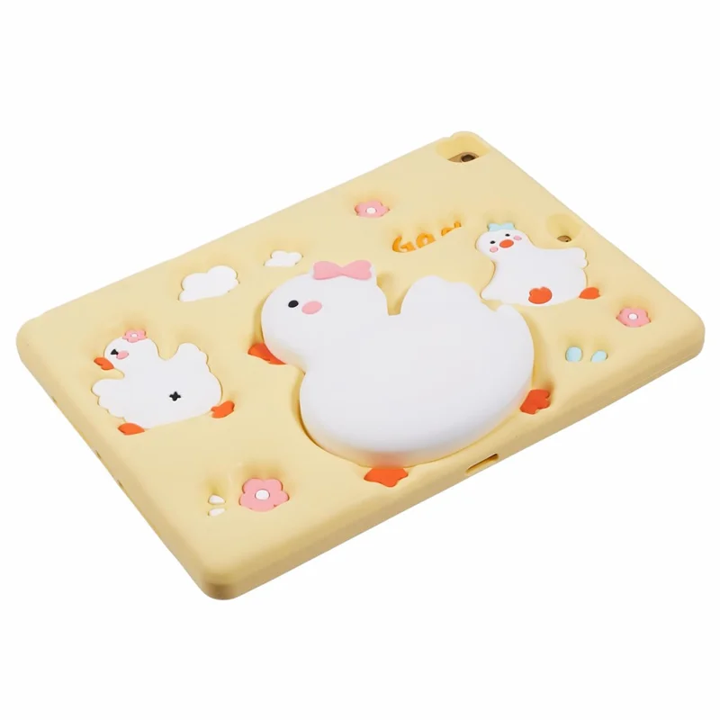For iPad 10.2 (2021) / (2020) / (2019) / Air 10.5 inch (2019) / Pro 10.5-inch (2017) Silicone Tablet Case 3D Duck Pattern Protective Cover with Shoulder Strap