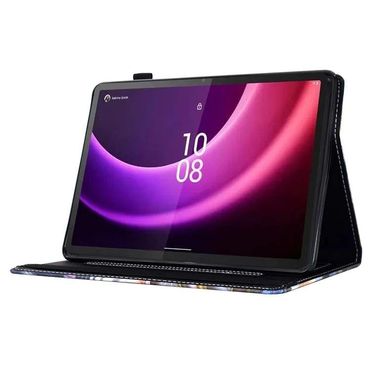 Pour Lenovo Tab P11 Gen 2 TB-350 / Xiaoxine Pad Plus (2023) Herbe Motif D'impression de Cartes D'impression du Support de Table de Tablette en Cuir - Fleurs et Papillons