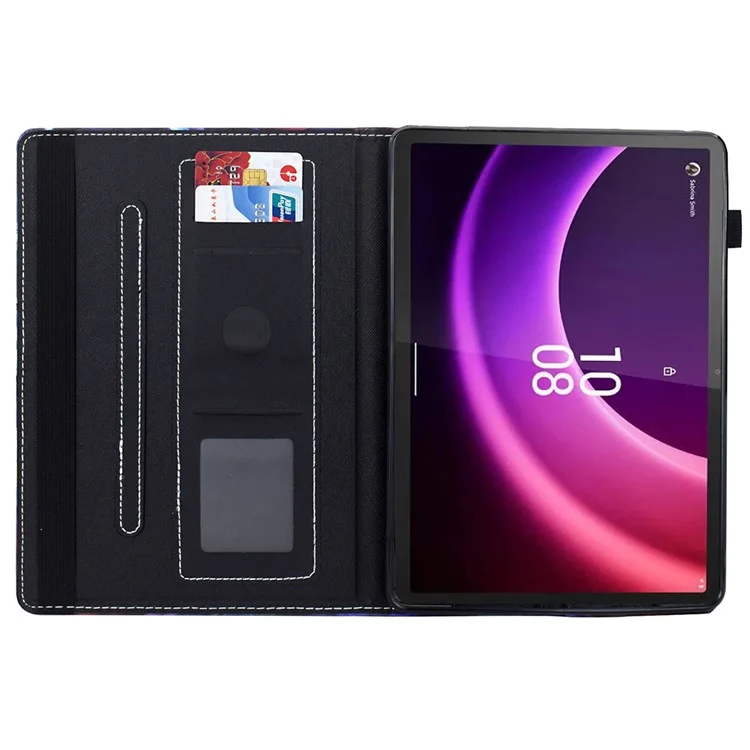 Pour Lenovo Tab P11 Gen 2 TB-350 / Xiaoxine Pad Plus (2023) Herbe Motif D'impression de Cartes D'impression du Support de Table de Tablette en Cuir - Fleurs et Papillons