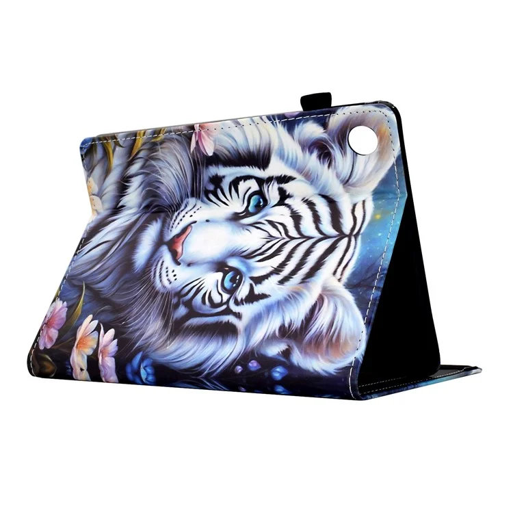 Für Samsung Galaxy Tab A8 10.5 (2021) X205 / X200 Case Pattern Printing Tablet Cover Stoßfestes Leder Kartenfach Ständer Case - Tiger