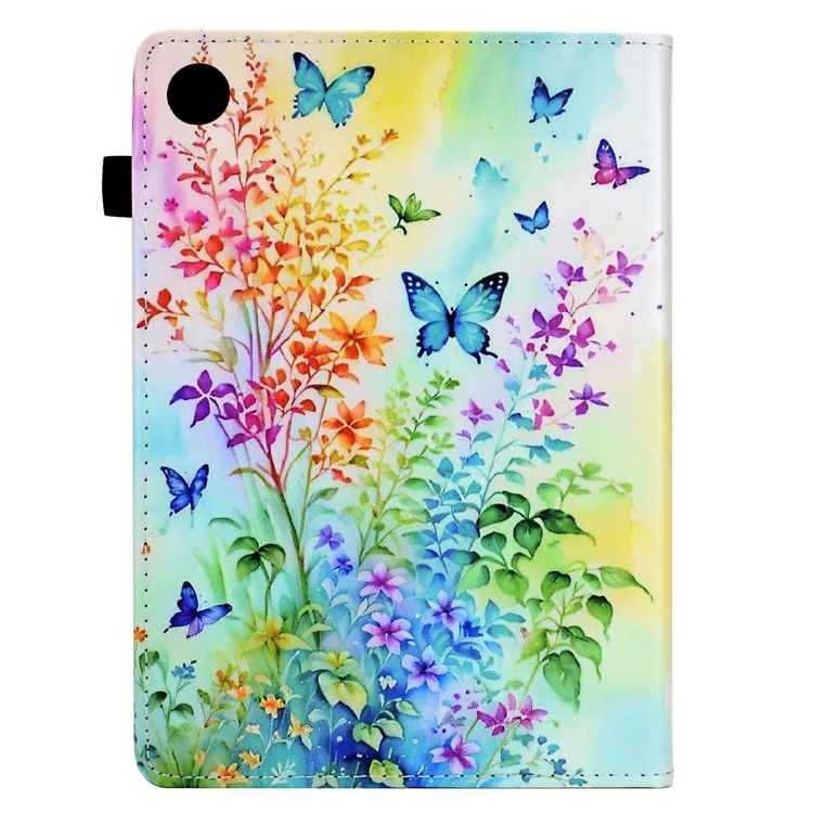 Für Samsung Galaxy Tab A9+ Case Pattern Printing Tablet Cover Stoßfest Leder Kartenhalter Stand Case - Blumen und Schmetterlinge